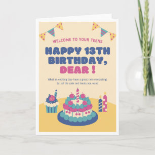 Saludo con tarjeta de cumpleaños para adolescentes