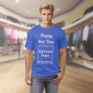 Saludo de año nuevo de negocios a la camiseta azul
