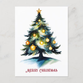 saludo de árbol de navidad acuarela