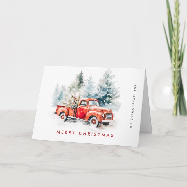 Saludo de árbol de navidad del Camión Rojo Retro (Anverso)
