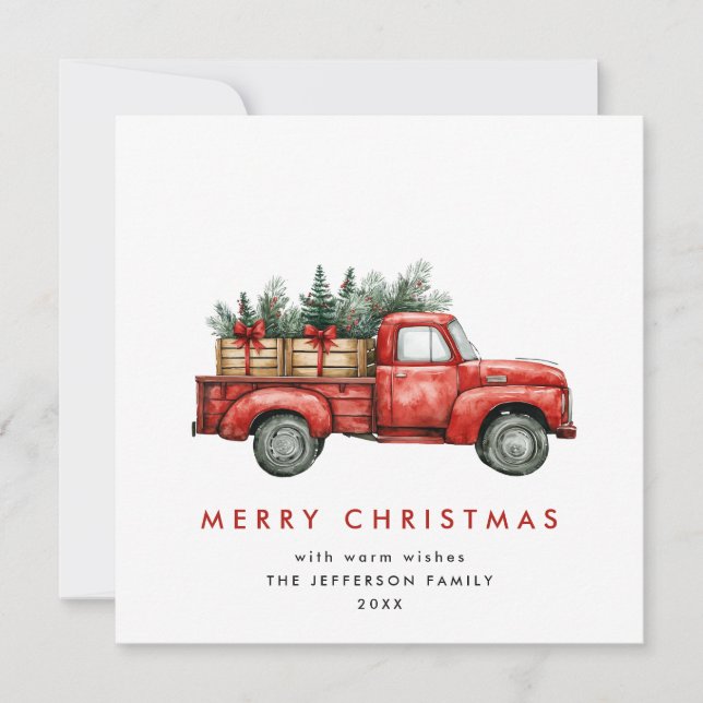 Saludo de árbol de navidad del Camión Rojo Retro (Anverso)