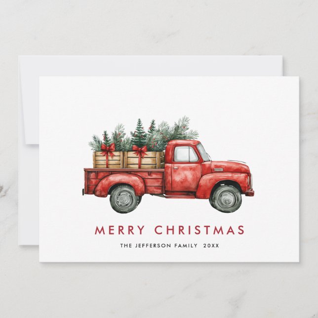 Saludo de árbol de navidad del Camión Rojo Retro (Anverso)
