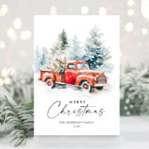 Saludo de árbol de navidad del Camión Rojo Retro