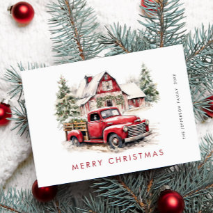 Saludo de árbol de navidad del Camión Rojo Retro