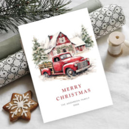 Saludo de árbol de navidad del Camión Rojo Retro