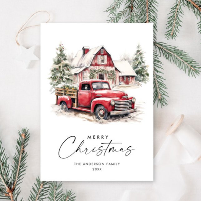 Saludo de árbol de navidad del Camión Rojo Retro (Subido por el creador)