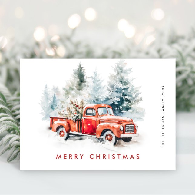 Saludo de árbol de navidad del Camión Rojo Retro (Subido por el creador)