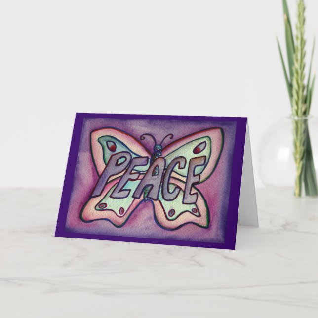 Saludo de arte de mariposa morada de paz o tarjeta (Anverso)