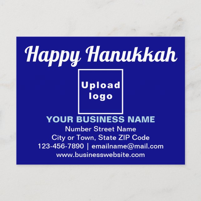 Saludo de Business Hanukkah en postal azul (Anverso)