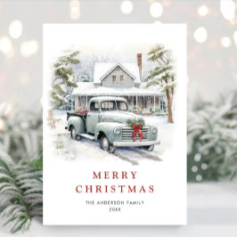 Saludo de Camión de Camión de Navidad Retro Vintag