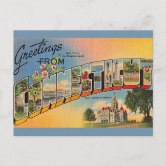 Saludo de Connecticut Tarjeta Postal Vintage