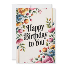 Saludo de cumpleaños feliz con flores