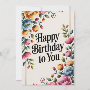 Saludo de cumpleaños feliz con flores