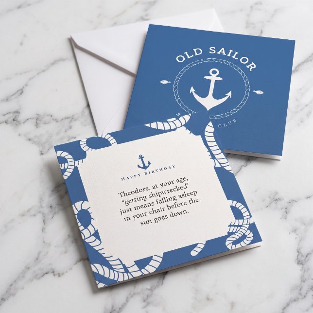 Saludo de cumpleaños para viejo marinero (Shipwrecked Sailor Birthday Card)