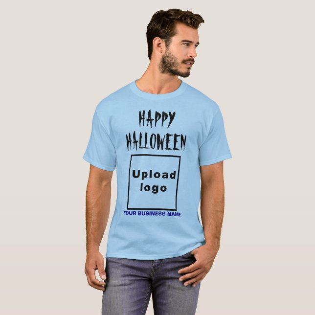 Saludo de Halloween de negocios con camiseta azul  (Anverso completo)