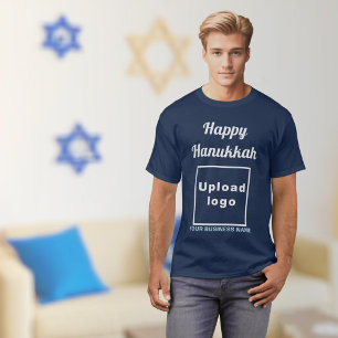 Saludo de Hanukkah empresarial en camiseta azul ma