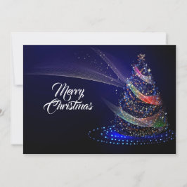 Saludo de Navidad Árbol Colorido Azul Marino Rústi
