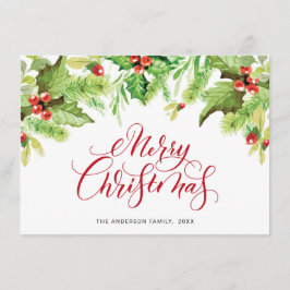 Saludo de Navidad con Muérdago de Bayas de Acebo F