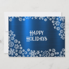 Saludo de Navidad Copos de Nieve Blancos Azul Mari