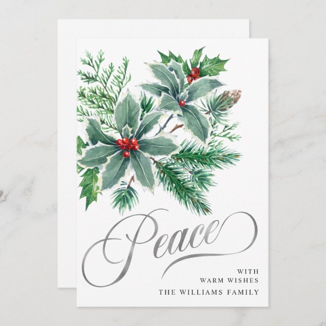 Saludo de Navidad de la rama de bayas de Holly de  (Anverso / Reverso)