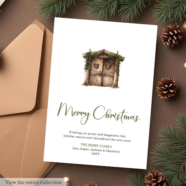 Saludo de Navidad festivo rústico editable cálido (Rustic Editable Warmish Holiday Christmas Greeting Card

)