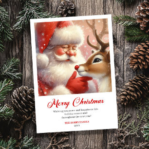 Saludo de Navidad Humor de Santa Claus Rudolph Mod