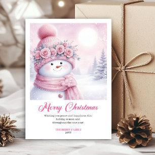Saludo de Navidad impreso para niños en rosa festi