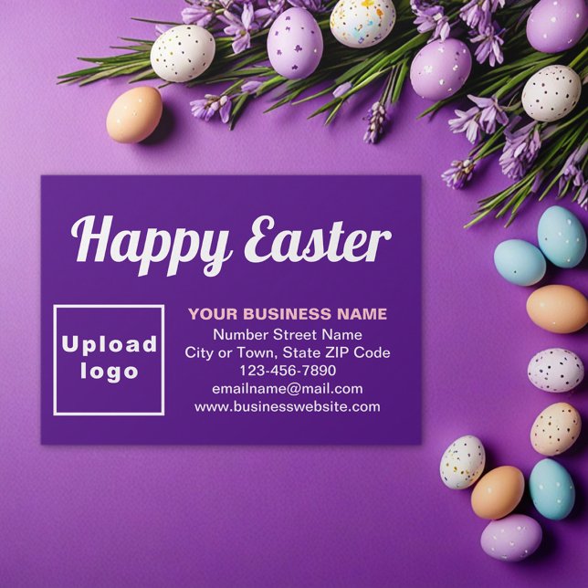 Saludo de Pascua de Negocios con tarjeta de envolt (Business Easter greeting on purple enclosure card)