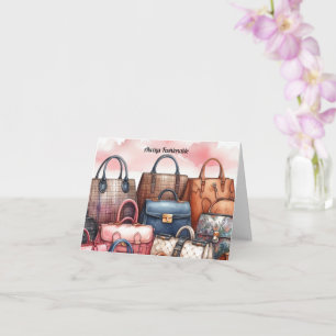Saludo de tarjeta de bolso de moda
