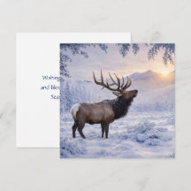 Saludo de Temporada de Navidad Alce en Nieve