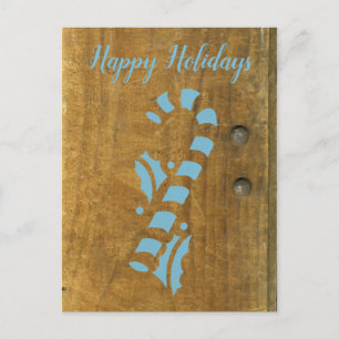 Saludo de vacaciones de Navidad azul de bastón de 