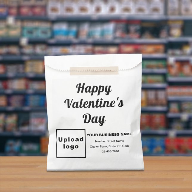 Saludo de Valentín de negocios en bolsa de papel b (Business brand with Valentine greeting on white paper bag.)