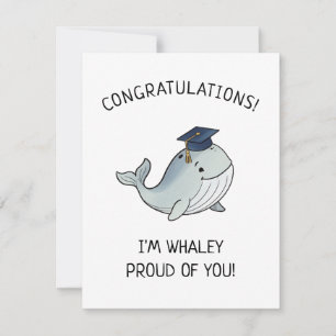Saludo divertido para graduado con ballena linda