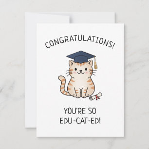 Saludo divertido para graduado con gato lindo