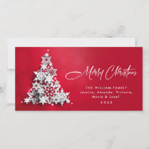 Saludo minimalista de árbol de Navidad con copos d