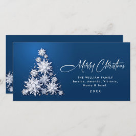 Saludo minimalista de árbol de Navidad con copos d