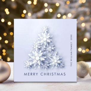 Saludo minimalista de árbol de Navidad con copos d