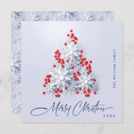 Saludo minimalista de árbol de Navidad con copos d