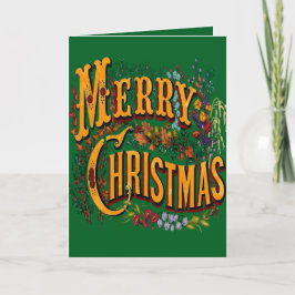 Saludo navideño de navidad con estilo vintage