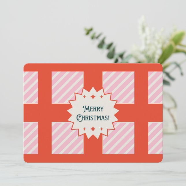 Saludo personalizado vintage retro Feliz Navidad (Anverso de pie)