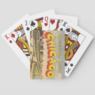 Saludo Vintage de Chicago de Cartas de Juego