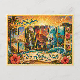 Saludo Vintage de Hawái de Tarjeta Postal