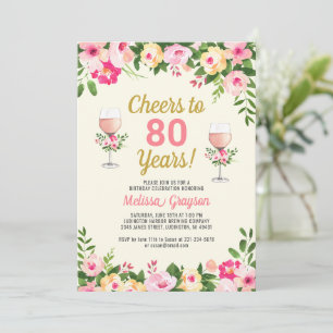 Saludos 80.ª invitación a cumpleaños Floral femeni
