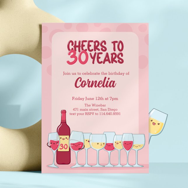 Saludos a 30 años de kawaii cumpleaños invitación  (Subido por el creador)
