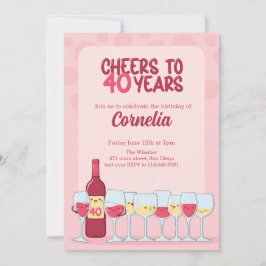 Saludos a 40 años de kawaii Invitación de cumpleañ