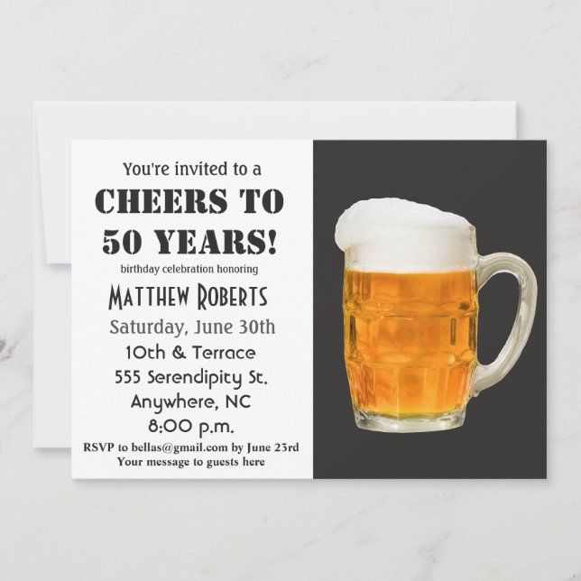 Saludos a 50 años 50 invitaciones por cumpleaños (Anverso)