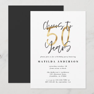 Saludos a 50 años negro y oro moderno elegante