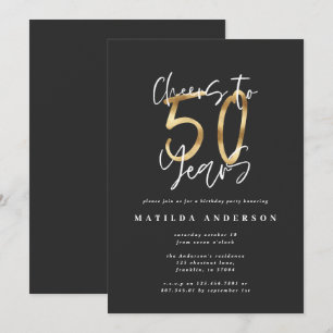 Saludos a 50 años negro y oro moderno elegante