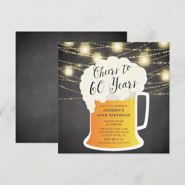 Saludos a 60 años 60 invitaciones por cumpleaños (Anverso / Reverso)
