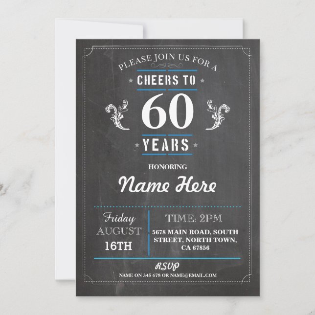 Saludos a 60 años Invitación de cumpleaños 40.º 50 (Anverso)